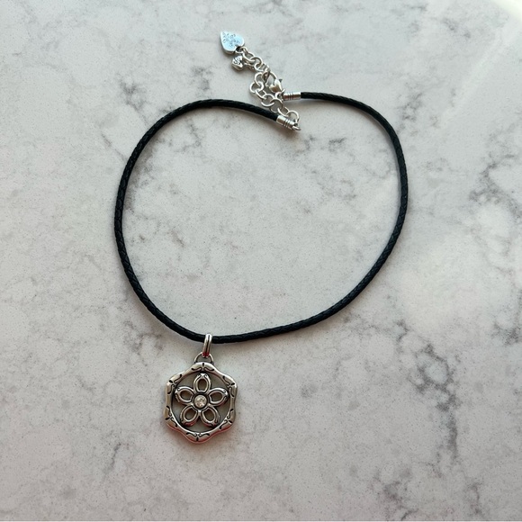 Brighton Gold Silver Flower Crystal Cord Necklace - Picture 2 of 7